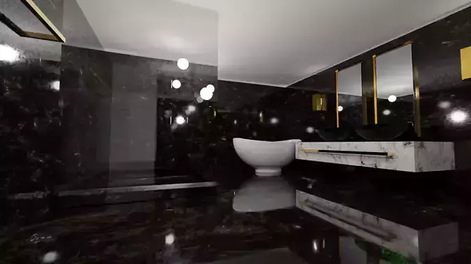 Bathroom marble Interior Scene 3D model