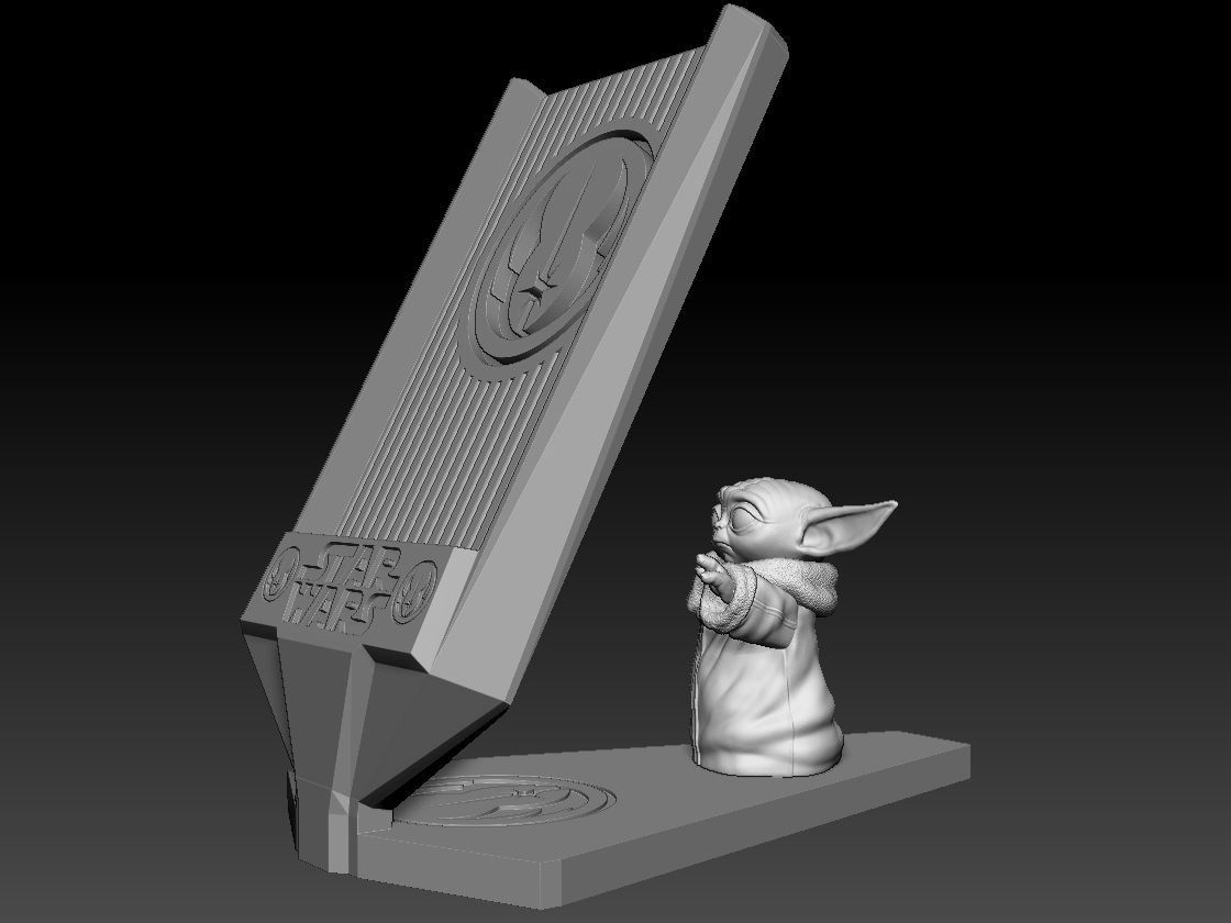 Star Wars Phone Holder - Darth Vader and Baby Yoda - 2 for 1 3D print model_12