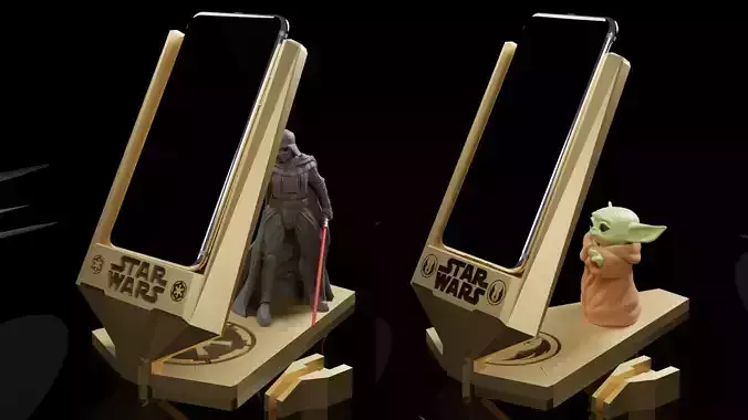 Star Wars Phone Holder - Darth Vader and Baby Yoda - 2 for 1 3D print model