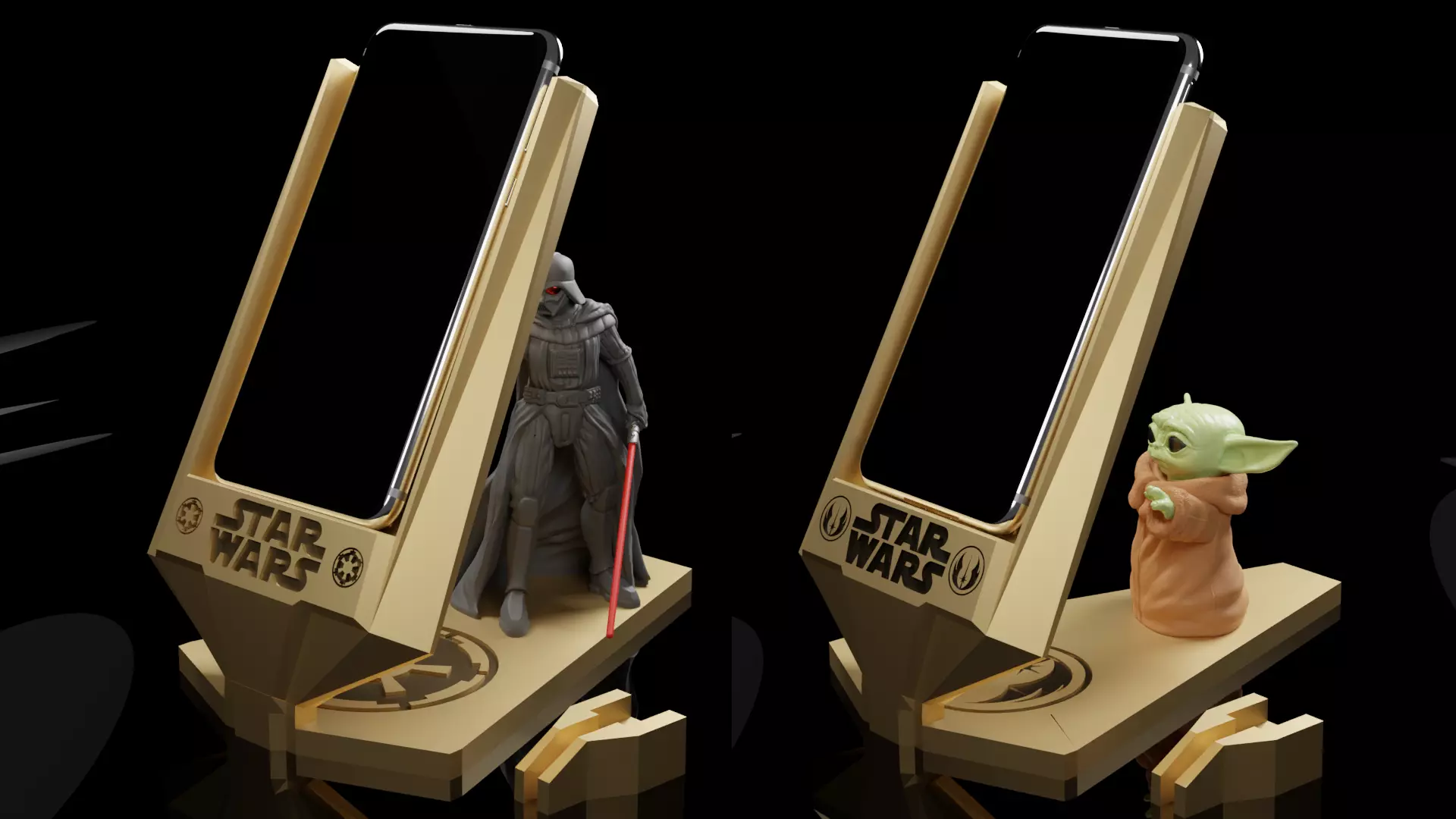 Star Wars Phone Holder - Darth Vader and Baby Yoda - 2 for 1 3D print model_0