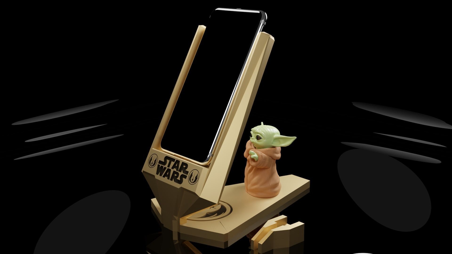 Star Wars Phone Holder - Darth Vader and Baby Yoda - 2 for 1 3D print model_1