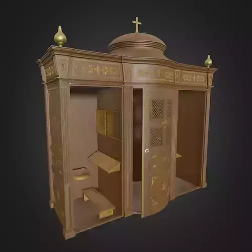 Confessional wooden church with ornate door 3D model