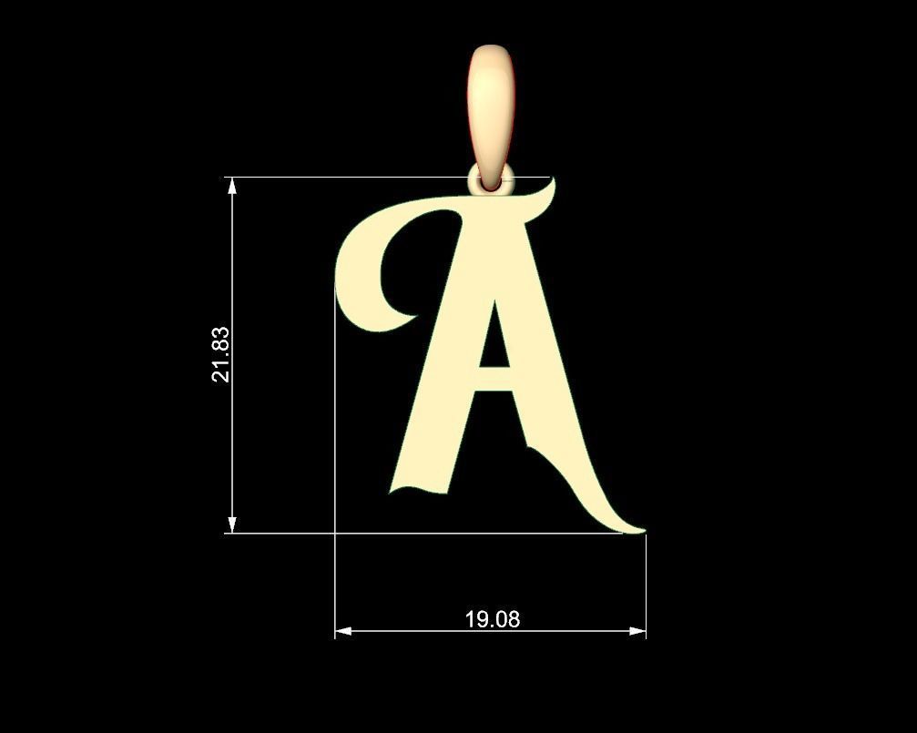 Initial Letters Pendant Vires Gollem A 3D print model_4
