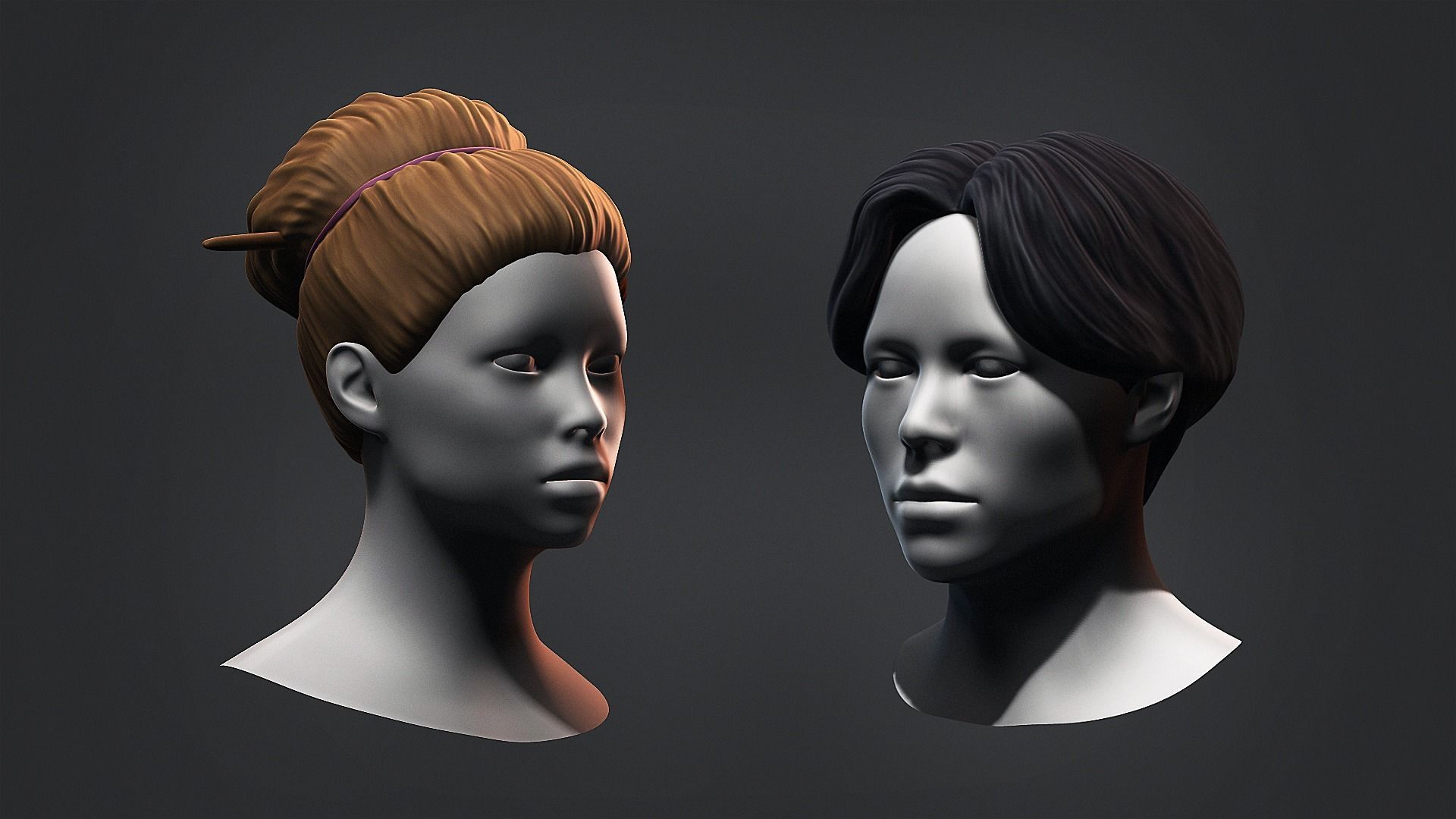 Hair - Low Poly Hairstyle Free Samples Free low-poly 3D model_0