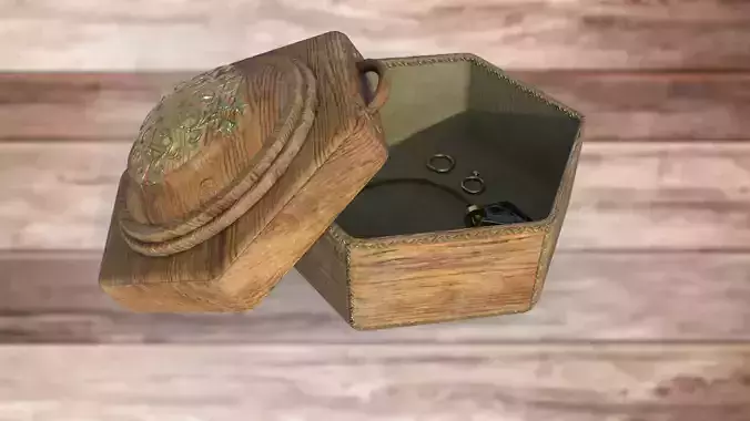 Vintage retro jewelry box PBR low-poly 3D model