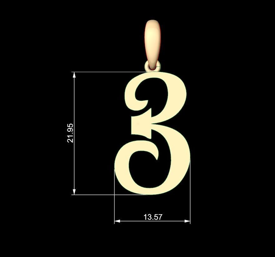 Initial Letters Pendant Vires Gollem B 3D print model_4