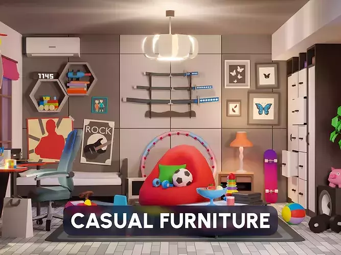 Casual Furniture Low-poly 3D model