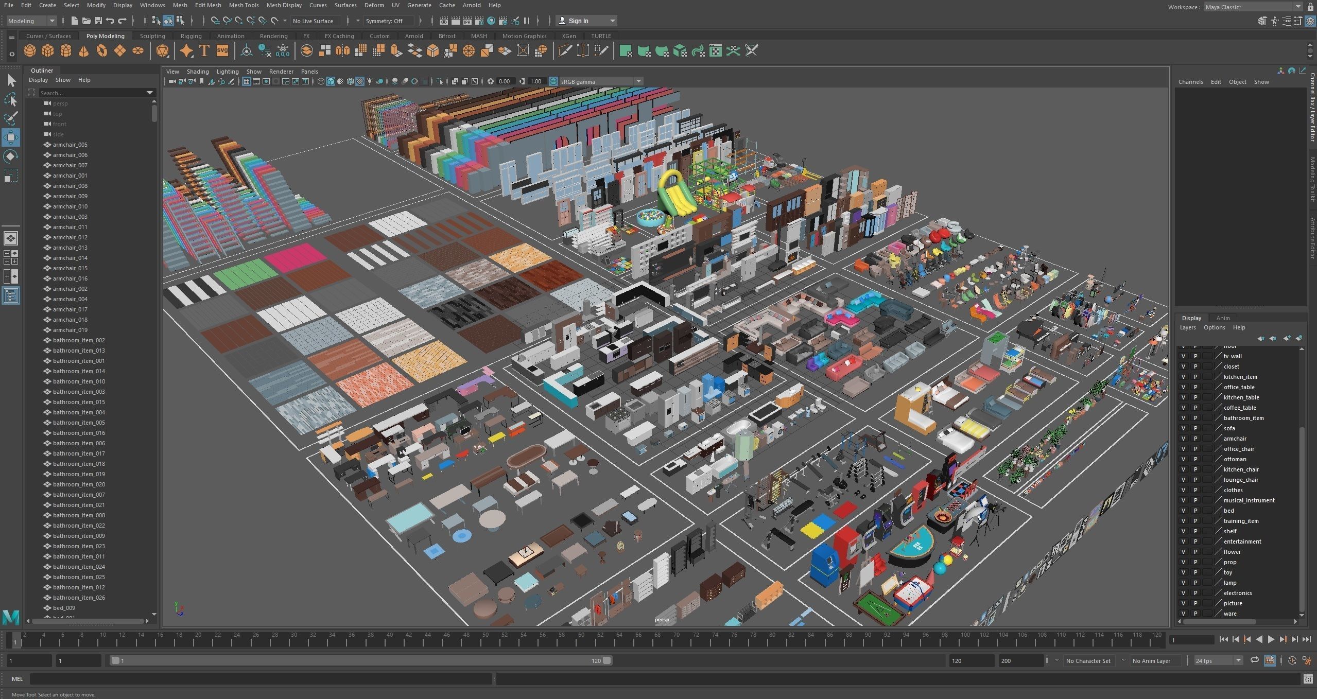 Furniture Casual Low-poly 3D model_39
