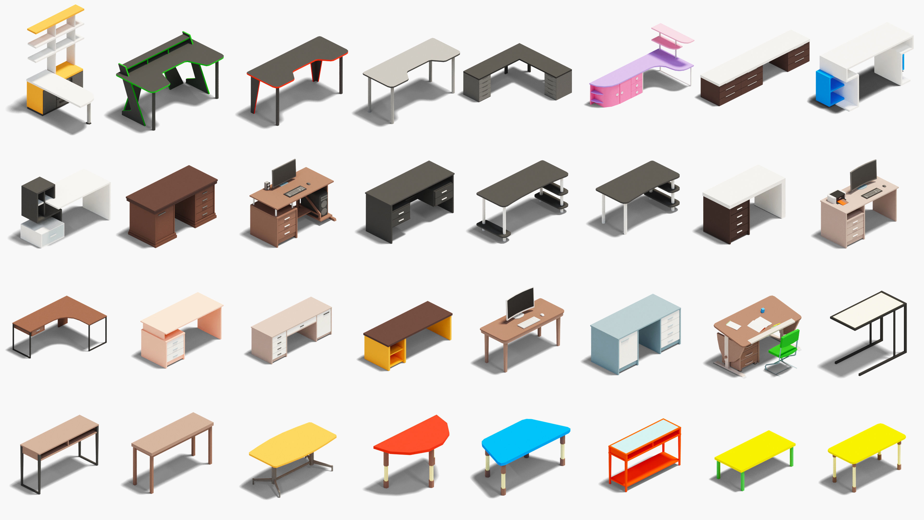 Furniture Casual Low-poly 3D model_11