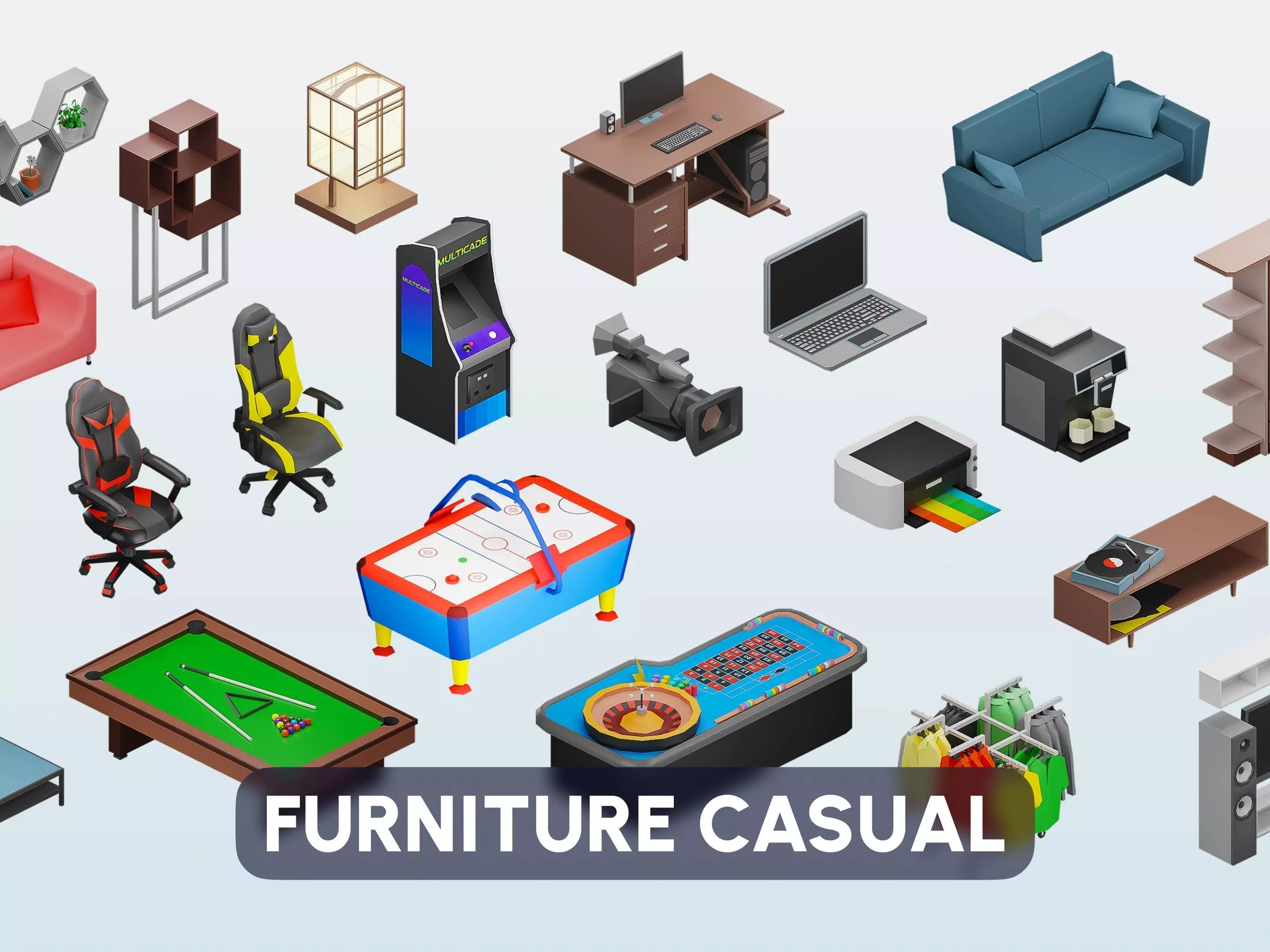 Furniture Casual Low-poly 3D model_0