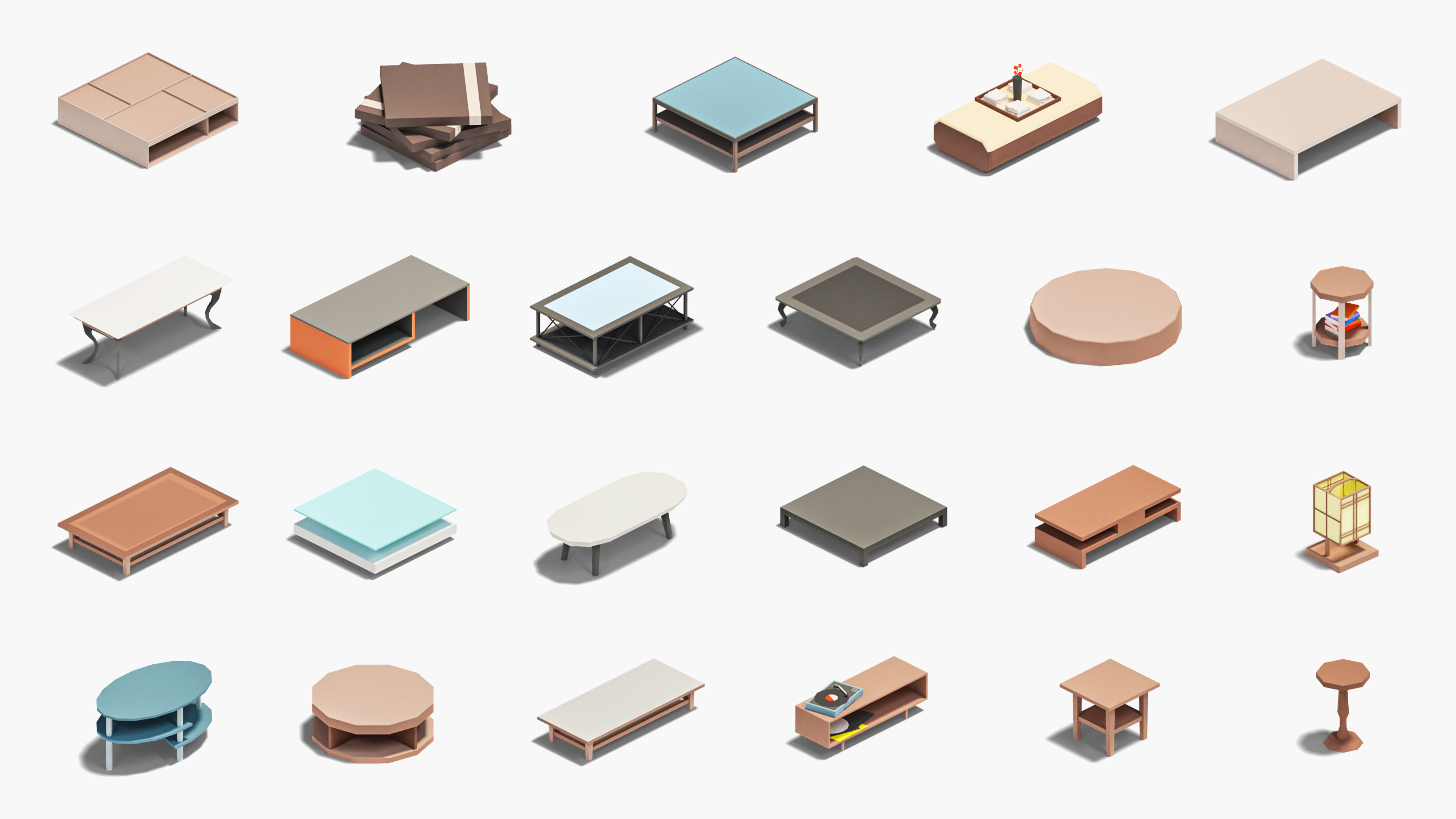 Furniture Casual Low-poly 3D model_13