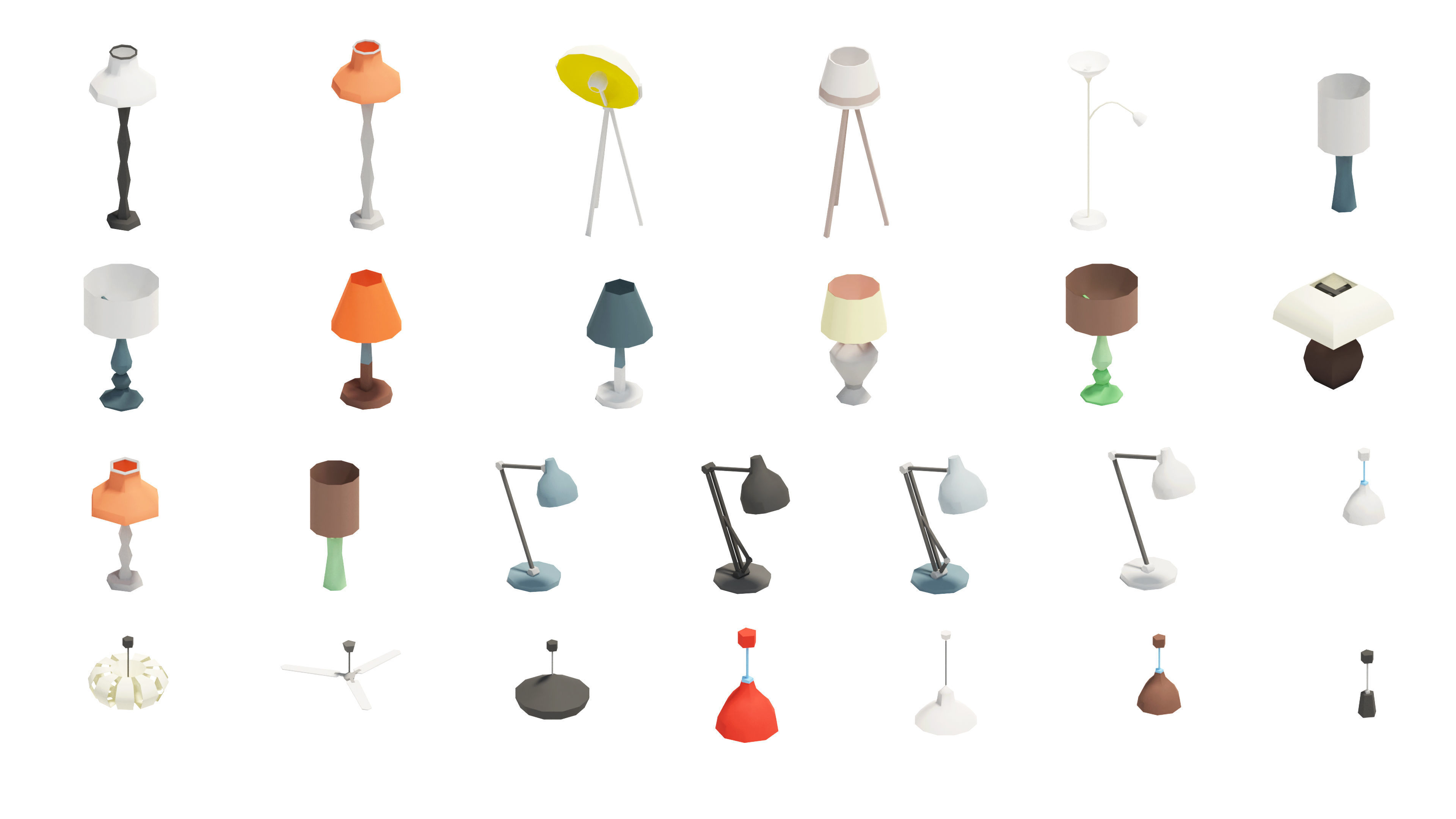 Furniture Casual Low-poly 3D model_23