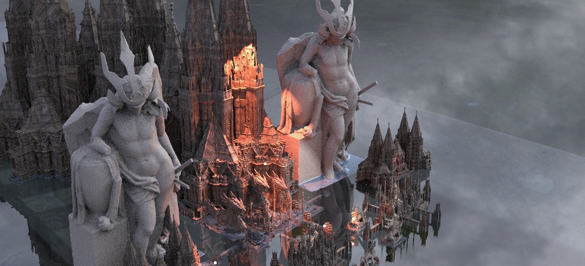 Undead Samurai Temples Kitbash 3D model_1