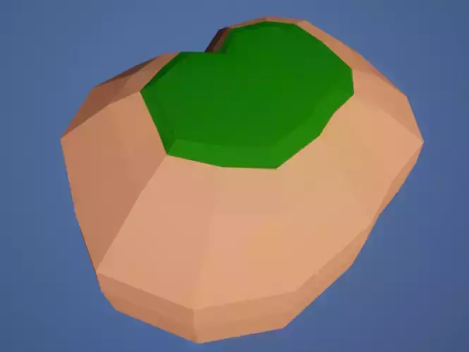 Low poly Isle peach with leaves 3D model
