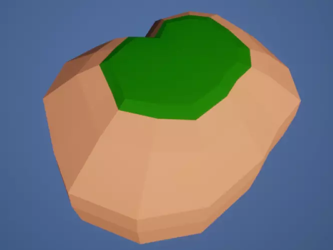 Low poly Isle peach with leaves 3D model_0