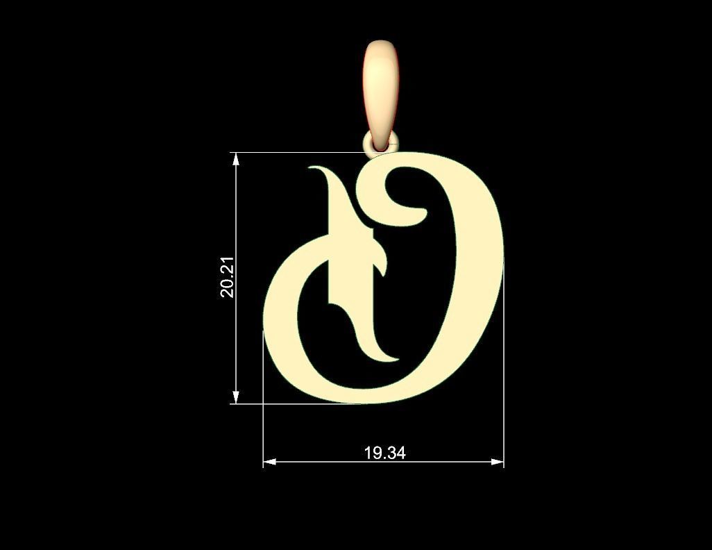 Initial Letters Pendant Vires Gollem D 3D print model_4