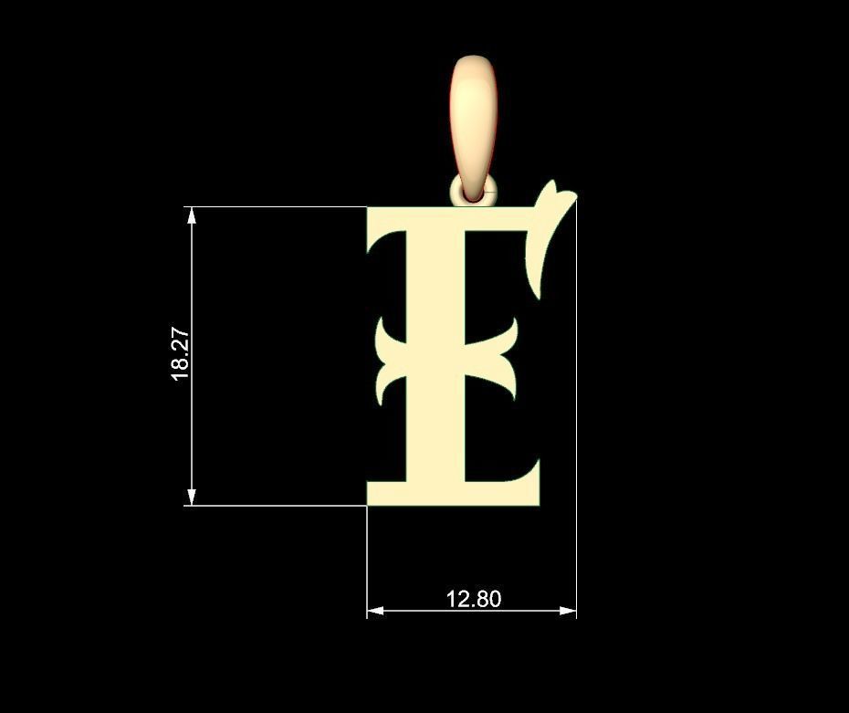 Initial Letters Pendant Vires Gollem E 3D print model_4
