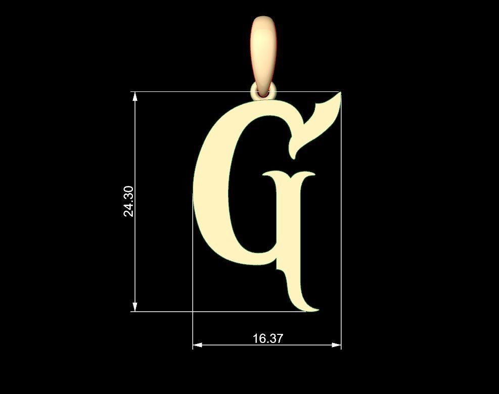 Initial Letters Pendant Vires Gollem G 3D print model_4