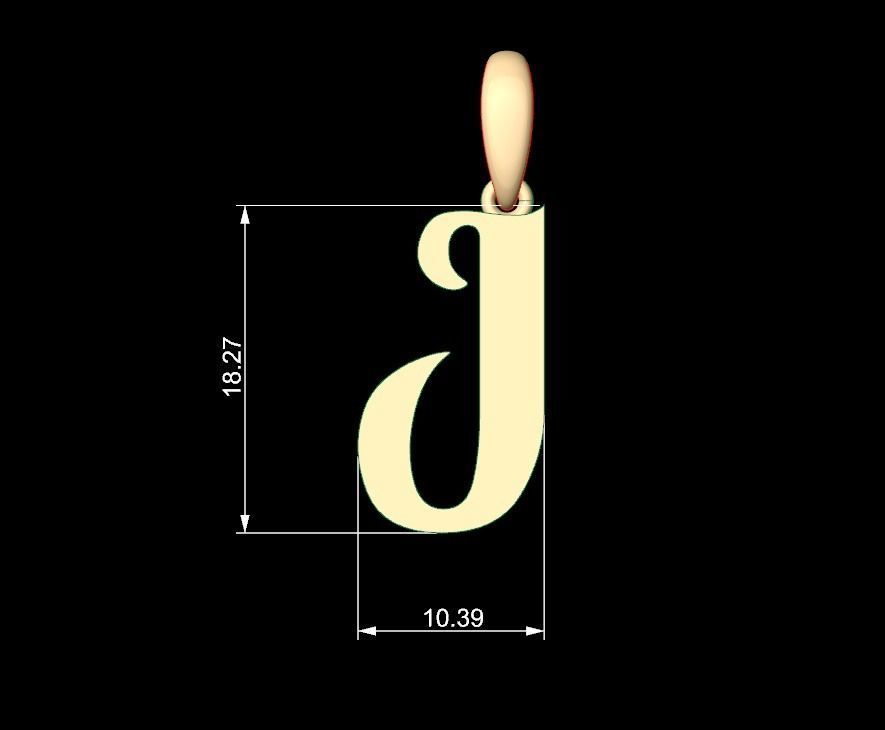 Initial Letters Pendant Vires Gollem J 3D print model_4