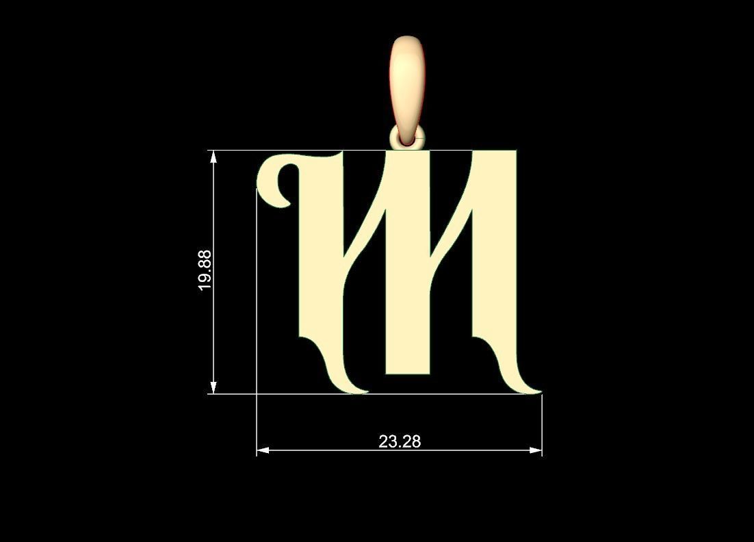 Initial Letters Pendant Vires Gollem M 3D print model_4