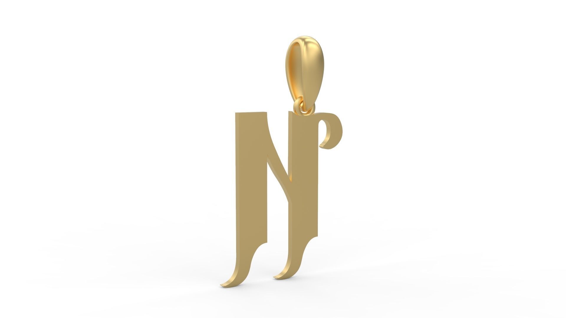 Initial Letters Pendant Vires Gollem N 3D print model_3