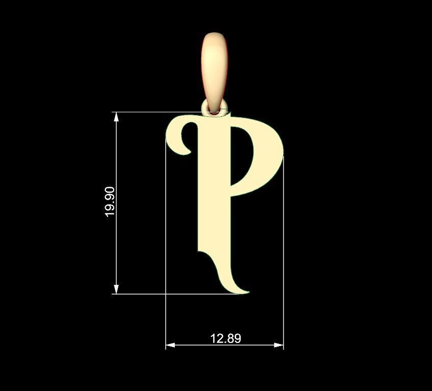 Initial Letters Pendant Vires Gollem P 3D print model_4
