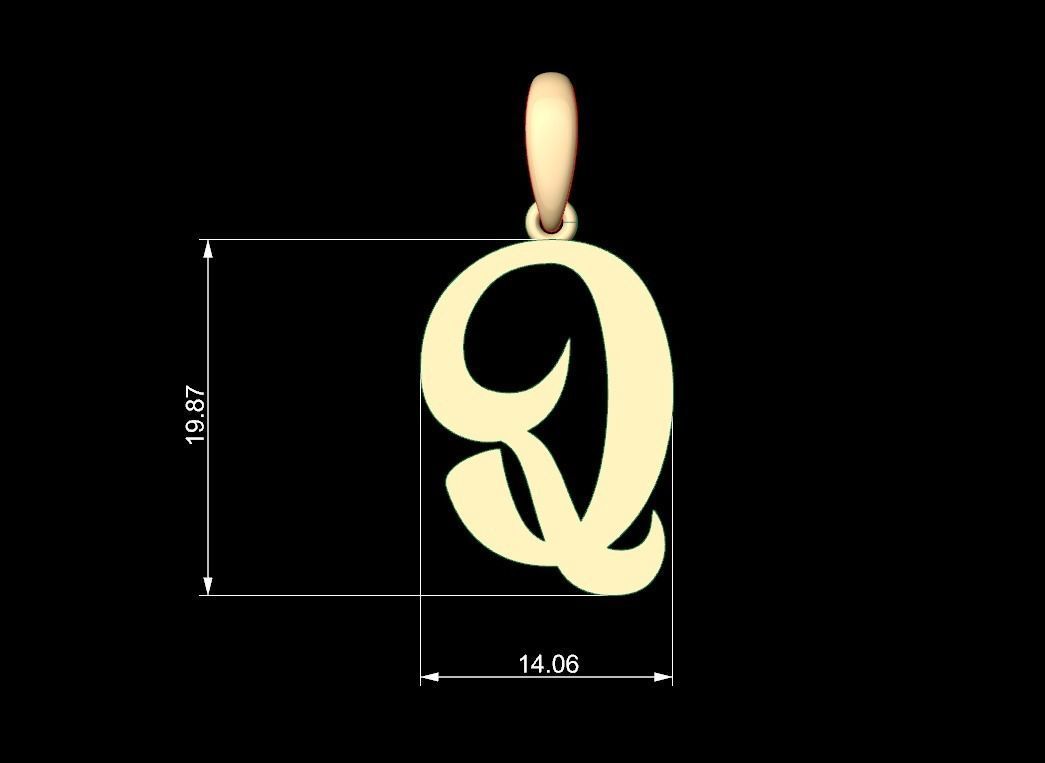Initial Letters Pendant Vires Gollem Q 3D print model_4
