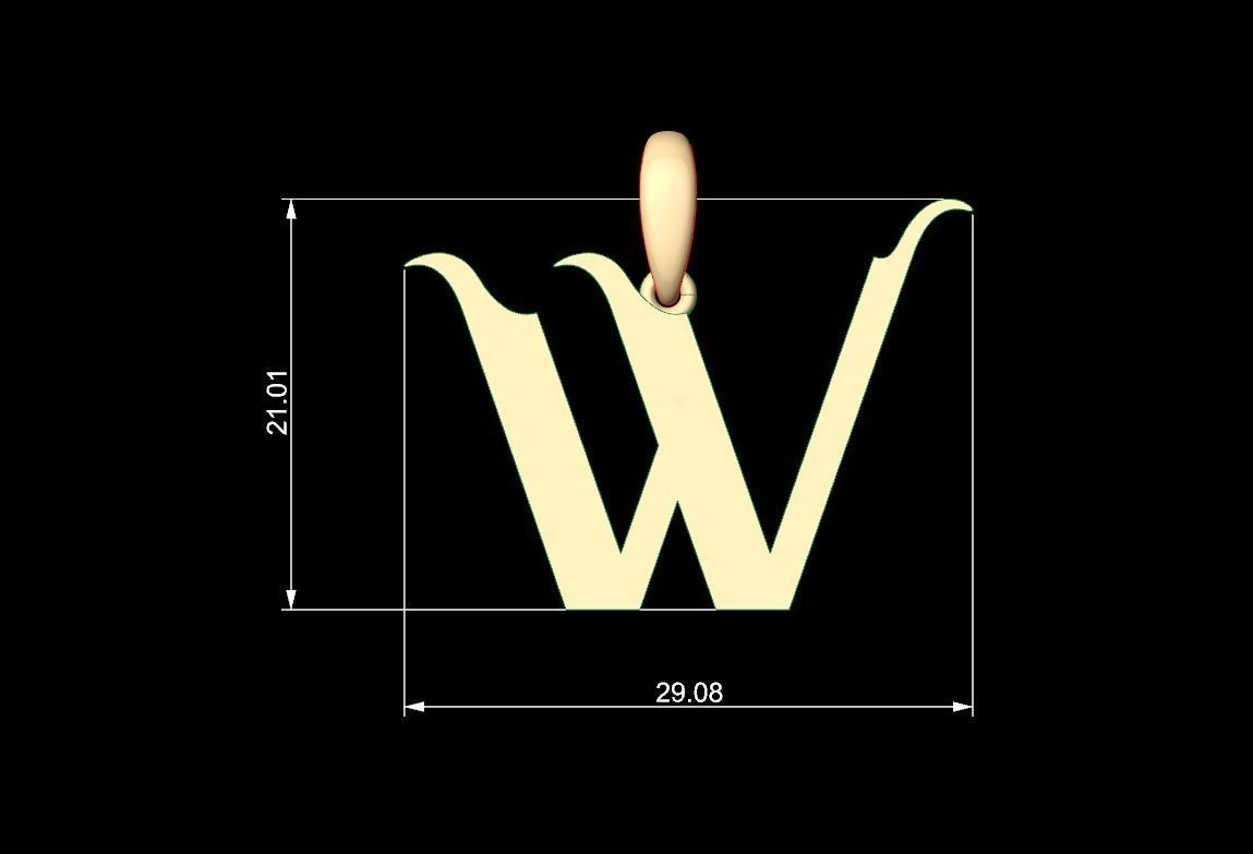 Initial Letters Pendant Vires Gollem W 3D print model_4