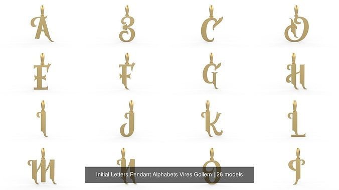 Initial Letters Pendant Alphabets Vires Gollem 3D Model Collection