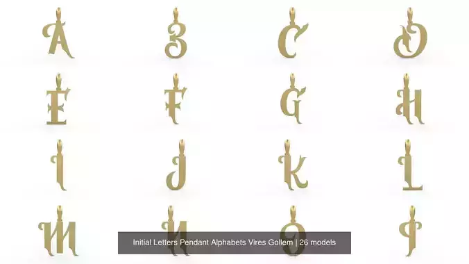Initial Letters Pendant Alphabets Vires Gollem 3D Model Collection