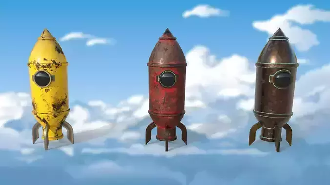 Bomb sea rocket PBR low-poly 3D model