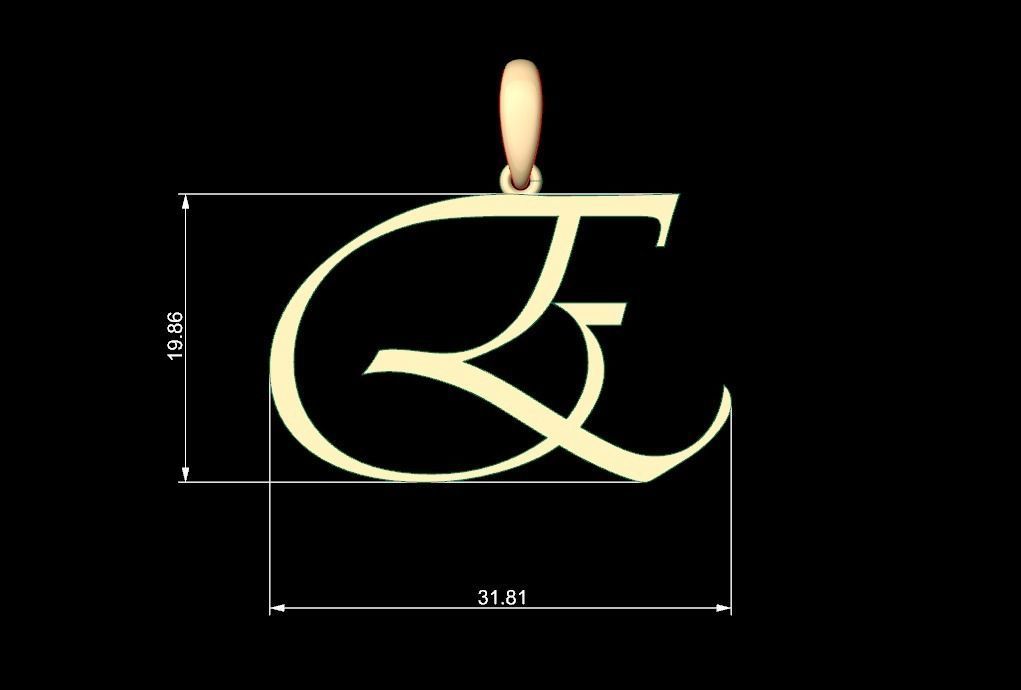 Initial Letters Pendant Vivaldi E 3D print model_4