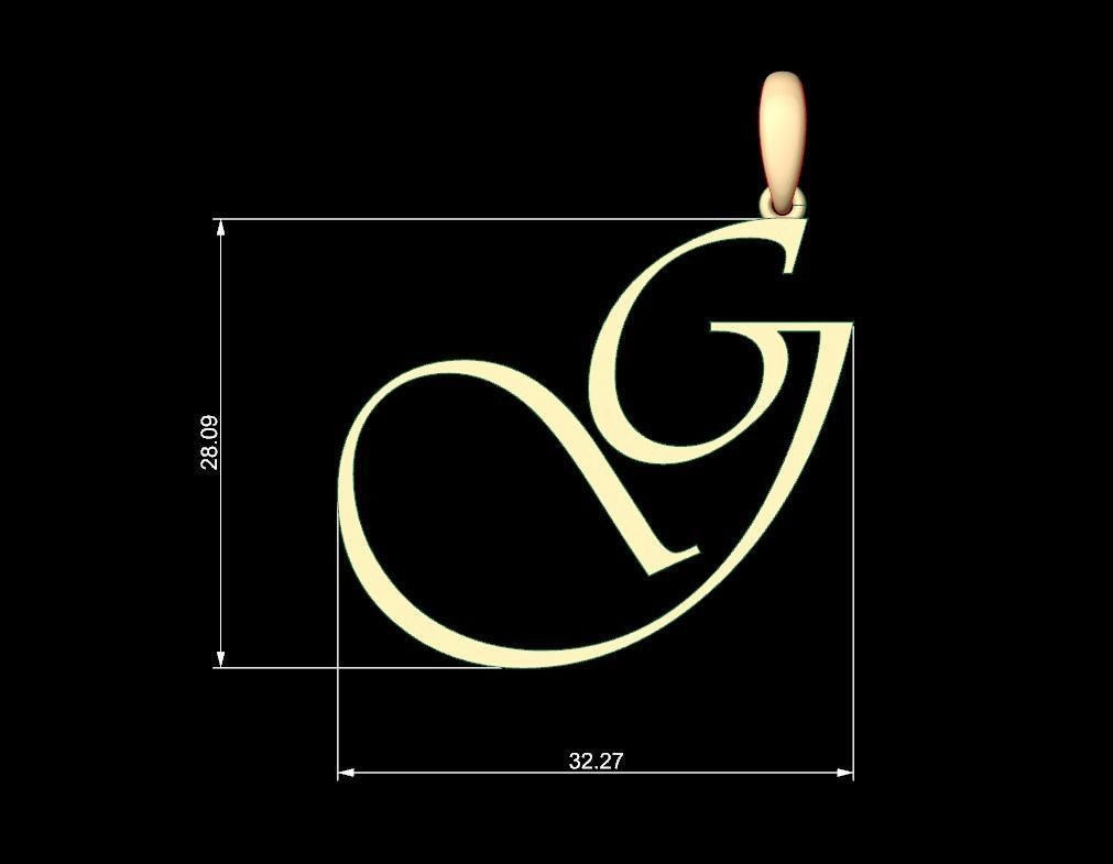 Initial Letters Pendant Vivaldi G 3D print model_4