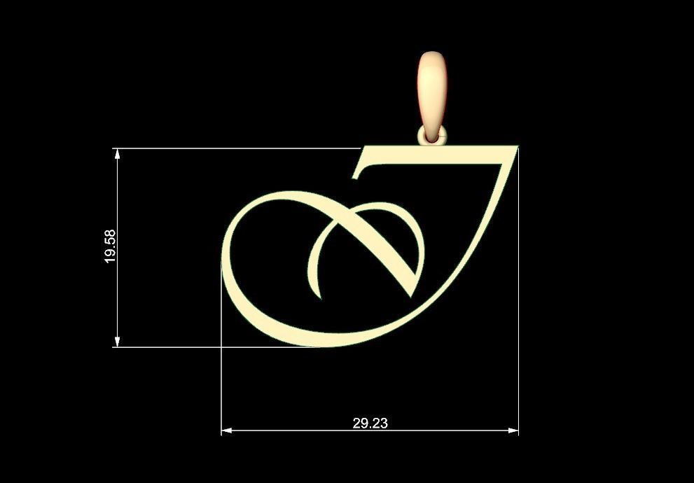 Initial Letters Pendant Vivaldi I 3D print model_4