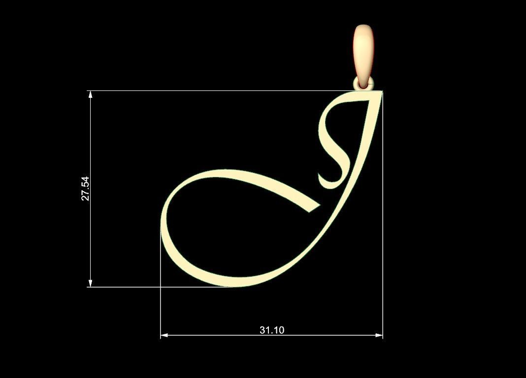 Initial Letters Pendant Vivaldi J 3D print model_4
