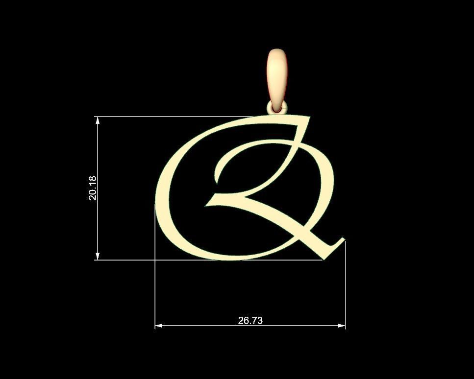 Initial Letters Pendant Vivaldi Q 3D print model_4