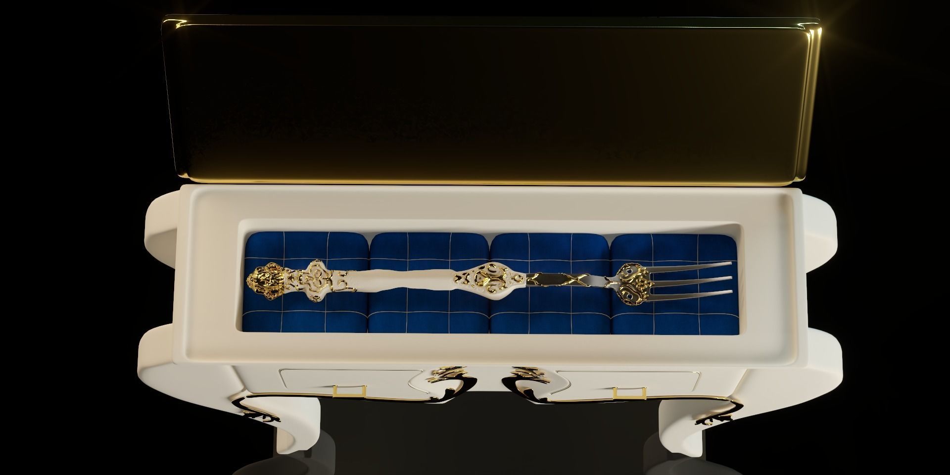 Fork Ad competition - Fork Coffin or Drawer Display piece 3D model_2