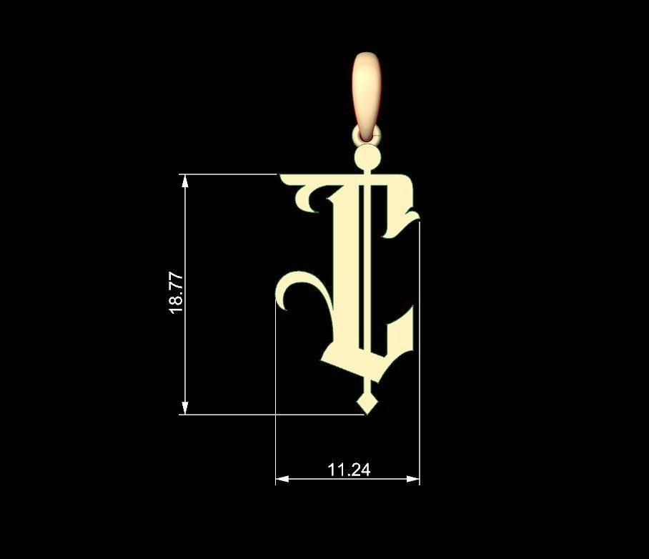 Initial Letters Pendant Winchester C 3D print model_4