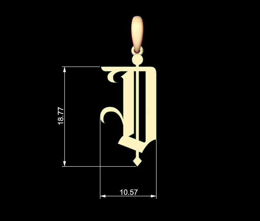 Initial Letters Pendant Winchester D 3D print model_4