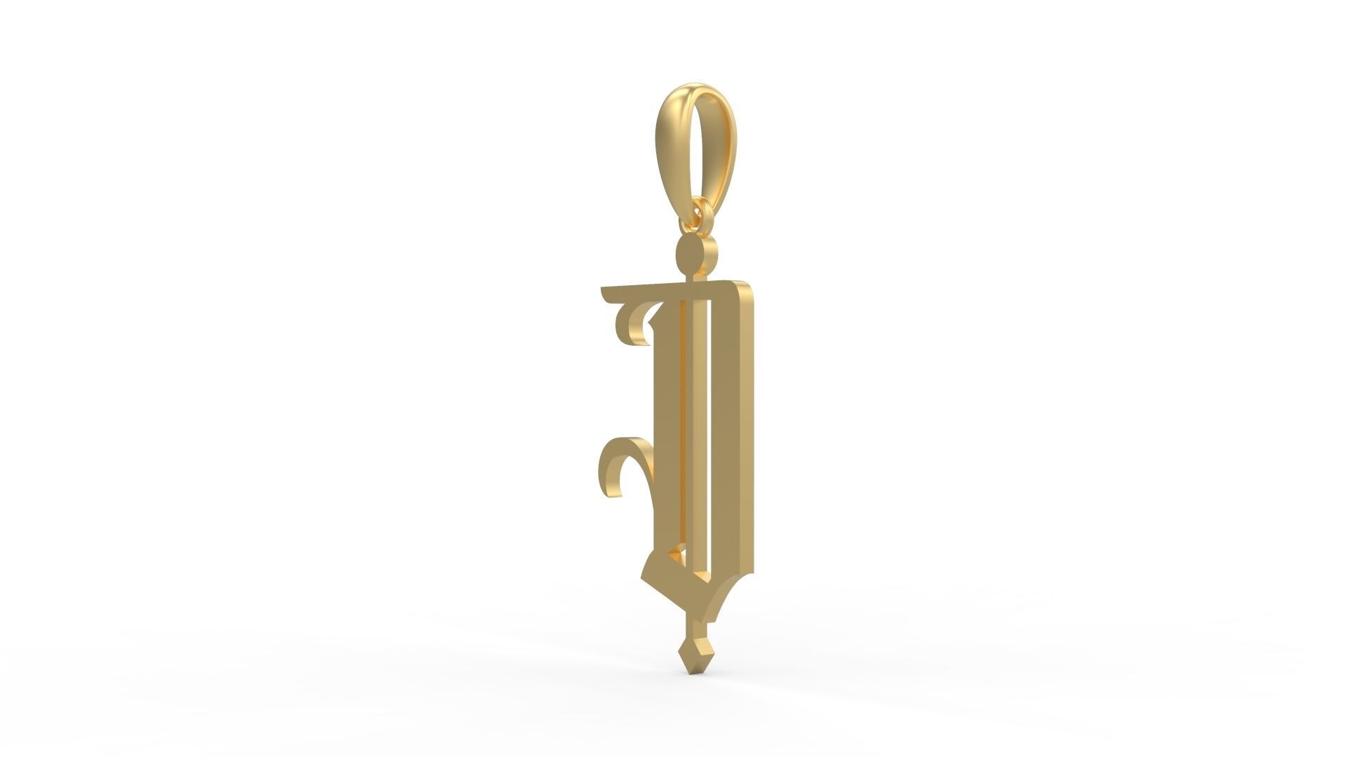 Initial Letters Pendant Winchester D 3D print model_1