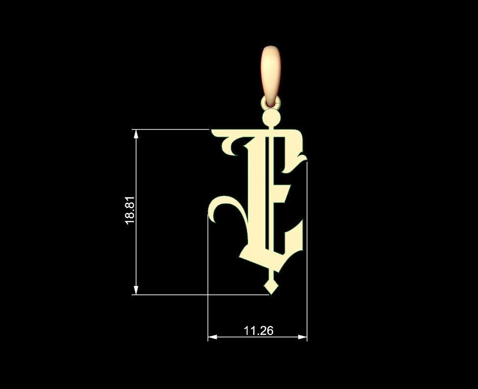 Initial Letters Pendant Winchester E 3D print model_4