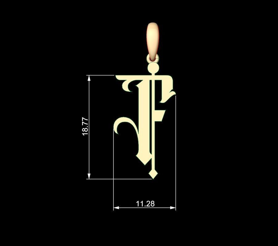 Initial Letters Pendant Winchester F 3D print model_4
