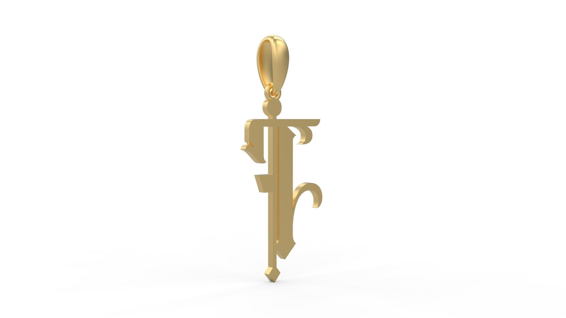 Initial Letters Pendant Winchester F 3D print model_3