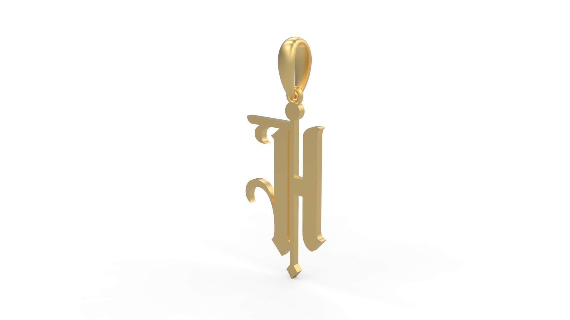 Initial Letters Pendant Winchester H 3D print model_1