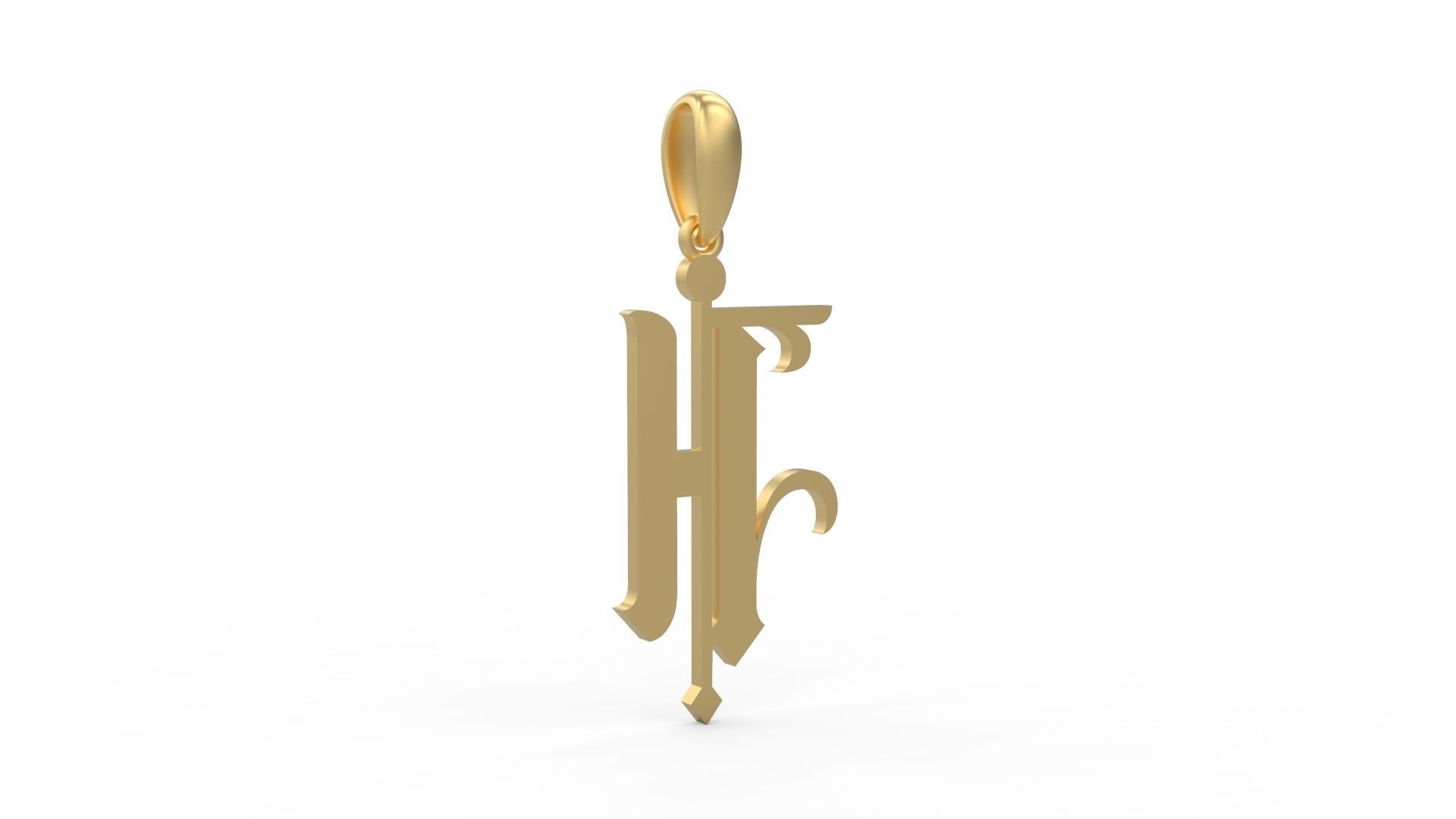 Initial Letters Pendant Winchester H 3D print model_3