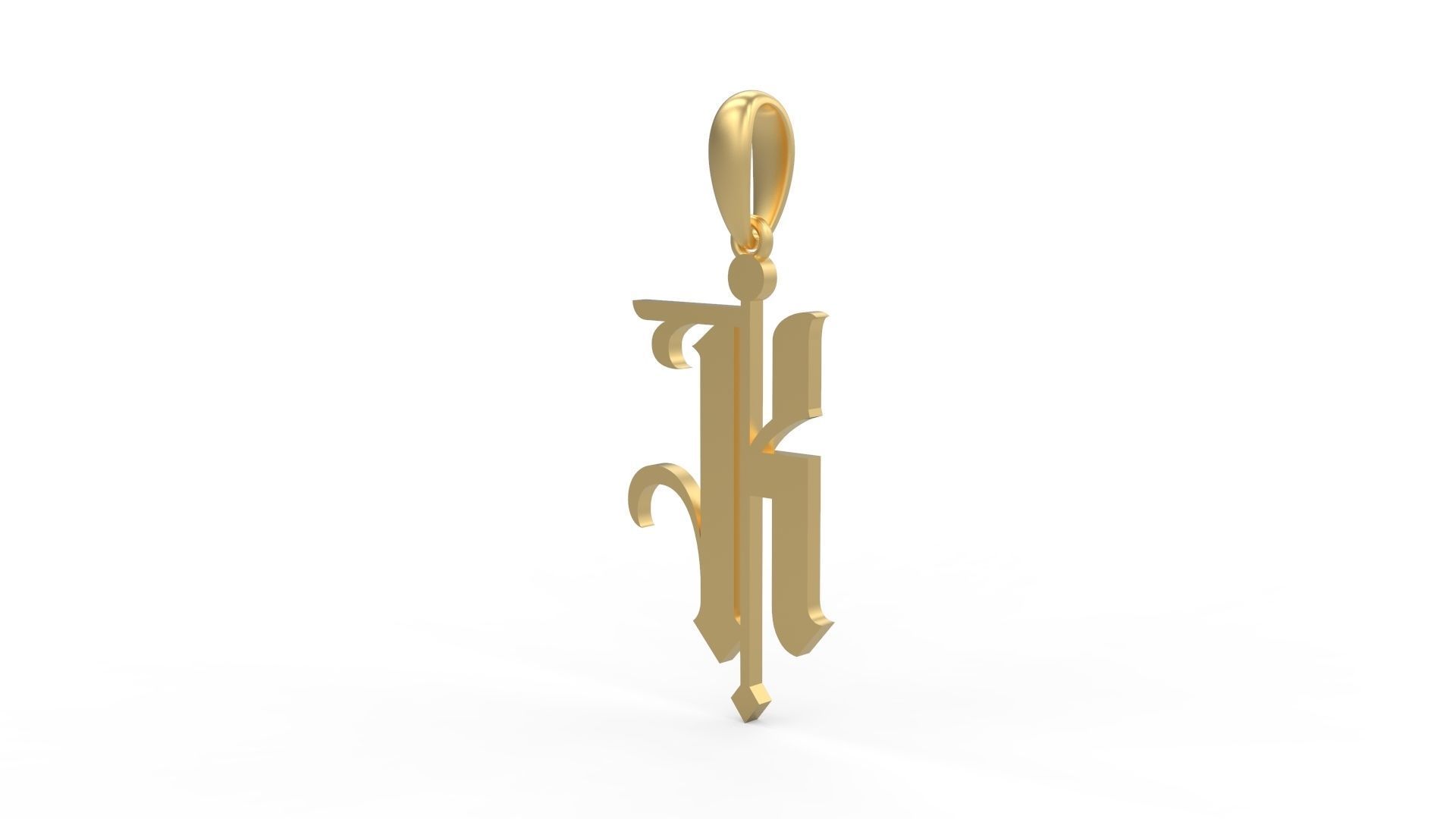 Initial Letters Pendant Winchester K 3D print model_1