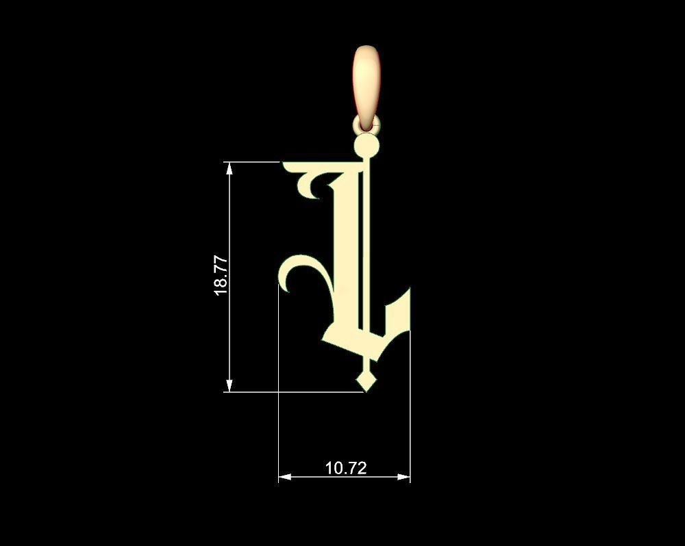 Initial Letters Pendant Winchester L 3D print model_4