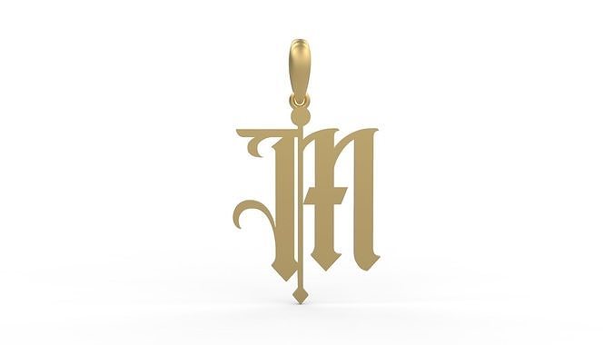 Initial Letters Pendant Winchester M 3D print model