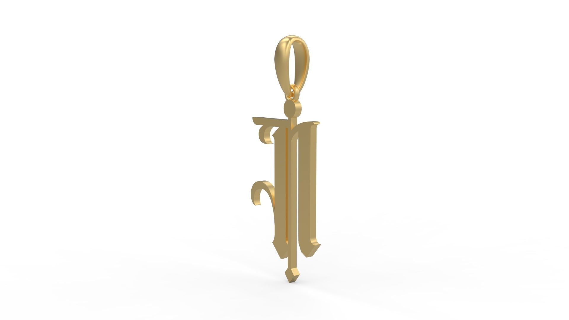 Initial Letters Pendant Winchester N 3D print model_1