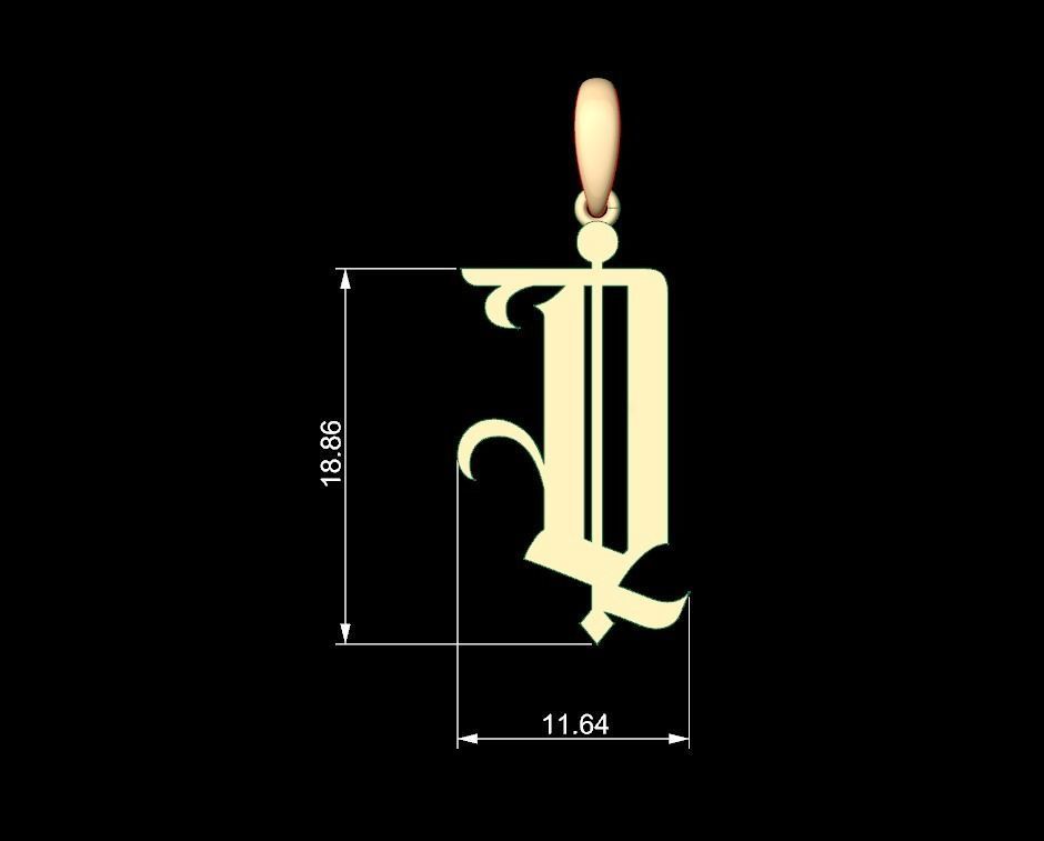 Initial Letters Pendant Winchester Q 3D print model_4